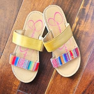 Aztec Tribal Woven‎ Slides Sandals sz 4